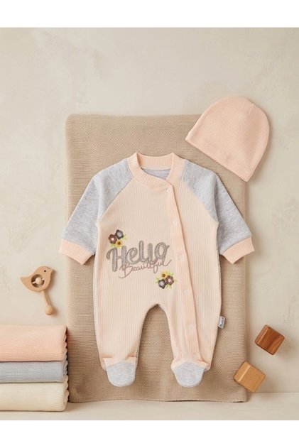 Baby Romper with Booties Hello Beautiful Embroidered