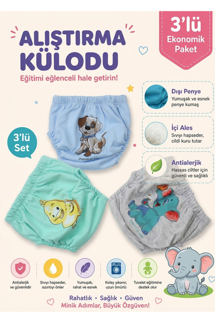 Baby Printed Toilet Training Panties Set of 3 (Can Be Different in Patterns)