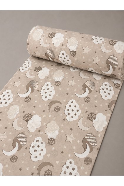 One Meter Cotton Fabric Brown Cloudy Patterned 240 cm Wide (100X240 cm)