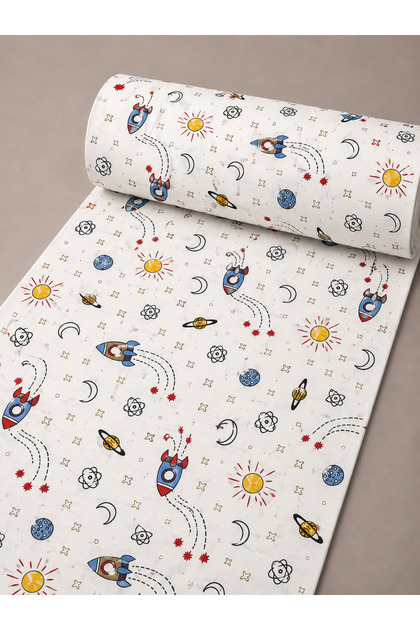 One Meter 100% Cotton Poplin Fabric with Rocket Pattern 240 cm Wide (100X240 cm)