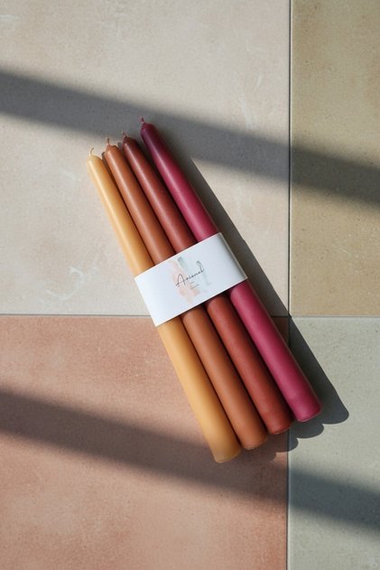 Şamdan Mumu | Colors Of The Arienel | Shades Of Fall | 4'lü Set | Konik | El Yapımı | Unique