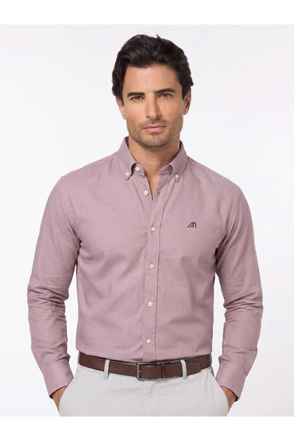 The Blush Solid – Pink Oxford Shirt with Gentle Matte Finish, Slim Fit