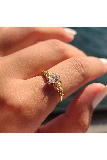 Milda Love Signity Swaroski Taşlı Evlilik Teklifi Prenses 925 Ayar 0.50 Karat Gümüş Yüzük