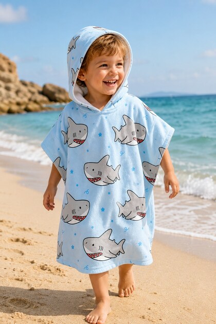 Baby Shark Children's Poncho Beach Towel