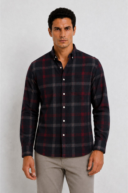 Black Flannel Plaid Winter Shirt Black | Mew127643-01