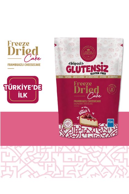 Glutensiz , Rafine Şekersiz Frambuazlı Cheesecake - Dondurularak Kurutulmuş