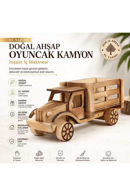 Handmade Natural Wooden Toy Truck Construction Engineering Vehicle Model Model Children's Special Day Gift