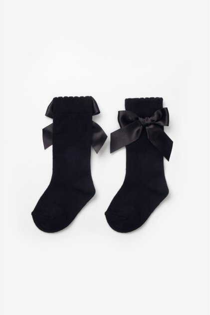 Girls' Socks with Black Ribbon