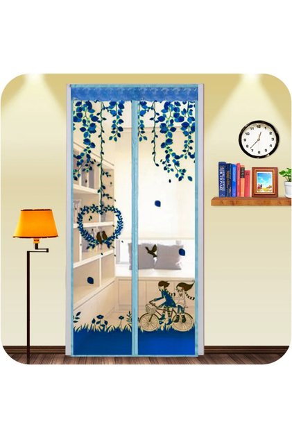 100x210cm Blue Summer Magnetic Mesh Net Door Curtain-Automatic Closing and Anti Mosquit-Quick and Ea