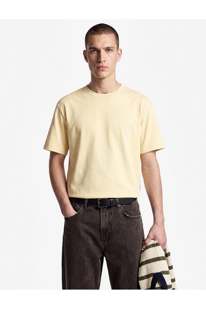 Regular Fit Crew Neck Cotton Tok Fabric Short Sleeve Basic T-Shirt
