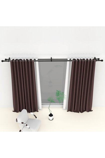 74 inches-189 cm black Double Rod Curtain Rod 60-147inch Adjustable Black Thickened Metal Track Rod,