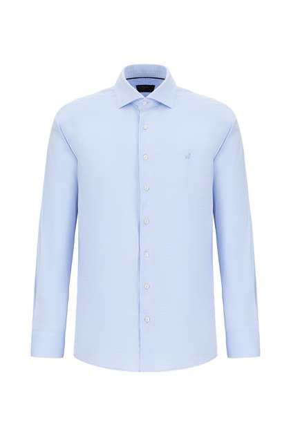 Long Sleeve Slim Fit Slim Fit Patterned Cotton Shirt