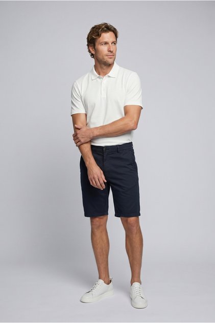 Regular Fit Standart Kesim Çizgili Beli Lastikli Cepli Bermuda Şort