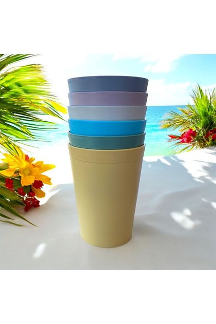 6 Adet Plastik Bardak Renkli Plastik Su, Meşrubat Bardağı 300ml 10(h)x8cm
