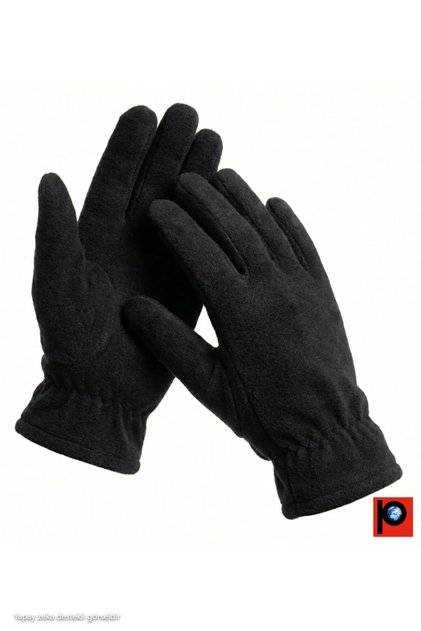 Men's Winter Black Fleece Gloves with Elastic Ankle and Cold Protection