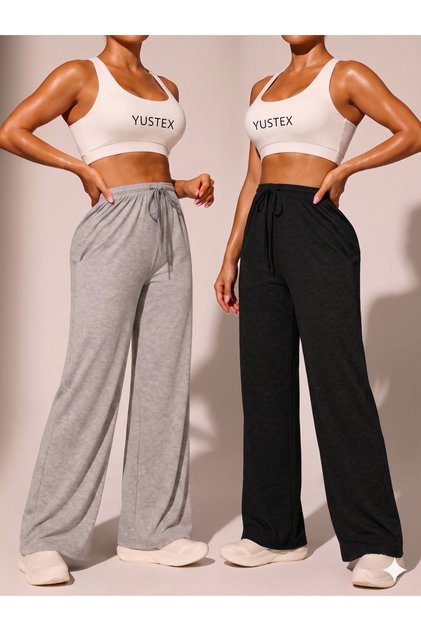 2-Pack Women's Seasonal Oversize Sweatpants Set - Black & Gray Color Options - Comfortable Fit