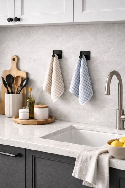 Güçlü Yapışkanlı Kancalı Banyo ve Mutfak Askısı Duvar Askılık Organizeri Siyah ( 2 Adet )