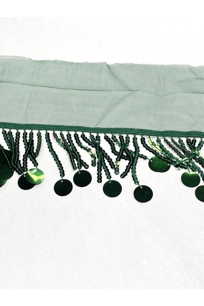 Large Sequin and Sequin Embroidered Fringe with Tassels / 7 cm / Df370 / 1 Meter Emerald Green