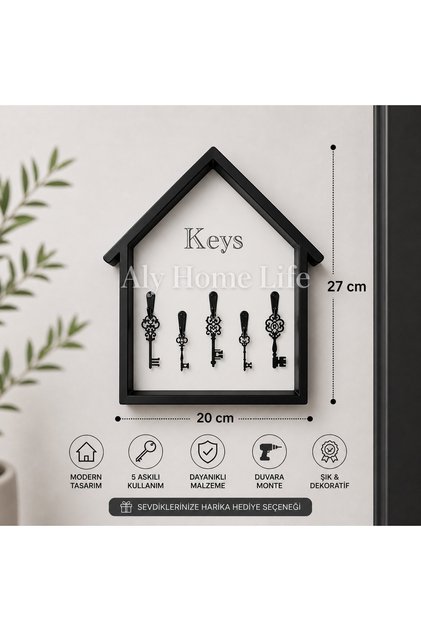 Key Hanger Rack Home Type Door Side Key Holder with 5 Hangers Decorative Design
