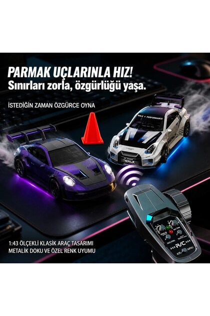 ROKET Hstar 1:43 Profesyonel Mini Drift RC Araba GTR 4WD 15 KM/H