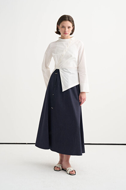 Denim Skirt with Pocket Detail