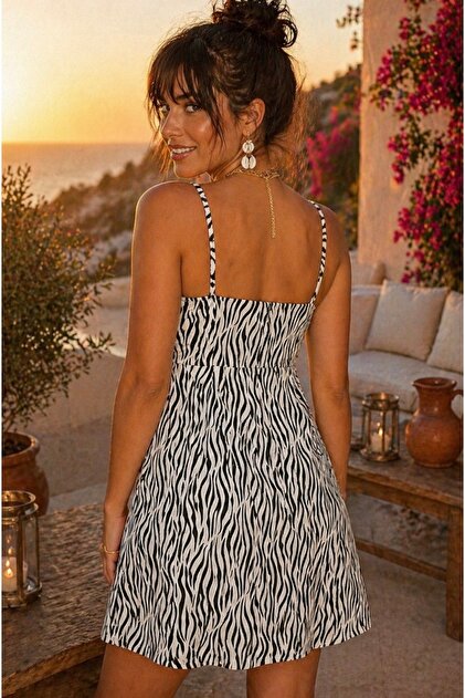 black velour mini dress Women's White/Black Poliana Mini Dress Zebra in Size Medium by Outcast