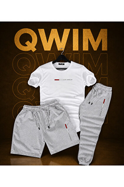 Qwim Stylish 3-Piece Printed T-Shirt-Shorts-Sweatpants Set