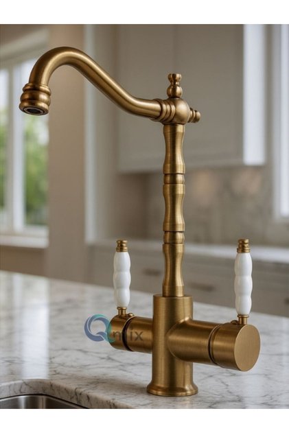 Aritmali Luxury Complete Heavy Brass Material Retro Rustic Model Kitchen Sink Faucet Mat-Gold