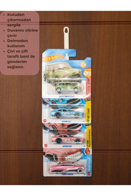 HotWheels Duvar Askısı 4’lü Set | Koleksiyon Sergileme Standı Beyaz