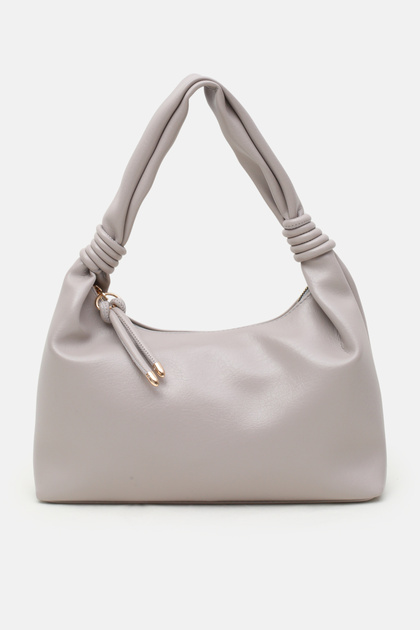 Women's Gray Wide Lined Shoulder Bag
