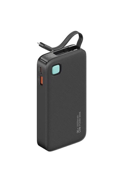 Powerbank cu cablu retractabil Lightning 10000 mAh PD 20W Încărcare rapidă Seria XY negru 10KCD22501 (US-CD225)