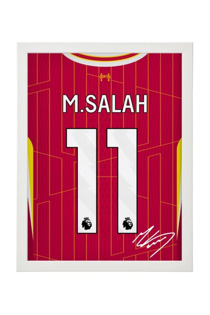 Mo Salah Liverpool Shirt Autographed Framed Poster 30x40cm - Football Memorabilia, Soccer Collectible, Gift for Fans