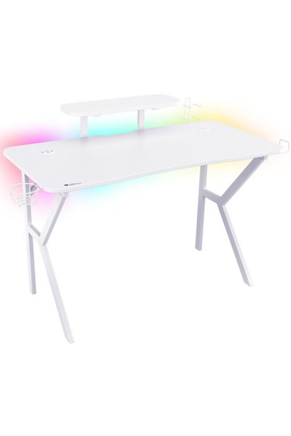 Birou de gaming Holm 320 RGB, alb