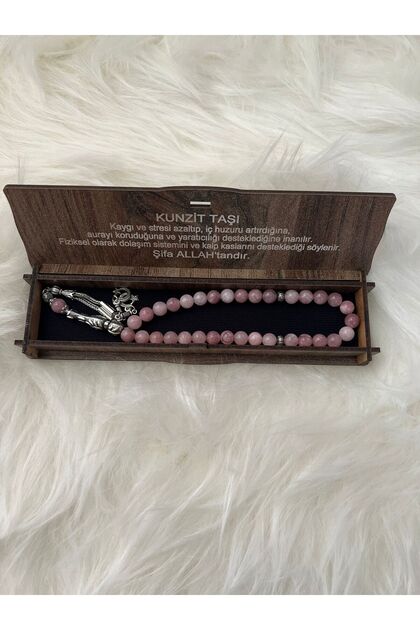 Kunzite Stone Prayer Beads Natural Stone in Special Wooden Box