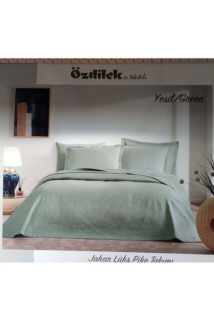 Rf -Green- Jakar Lux Km (Z) Double Pique Set (with 4 Pillowcases)