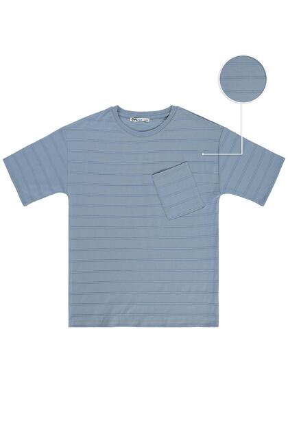 Basic T-Shirt with Front Pocket for 10-13 Years Old - Blue