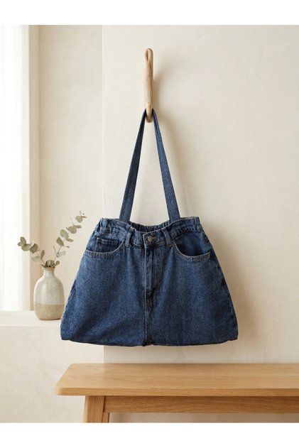 Women's Trendy Shoulder Strap Pants Model Jean Jeans Bag 45 cm Width / 31 cm Height