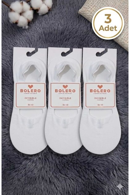 Bolero 3-Piece Laser Cut Invisible Ballerina Socks Set - Cotton, Non-Slip Gel Detailed