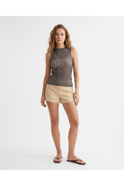 Shiny Glitter Transparent Sleeveless Knitwear Blouse Night and Party Elegance