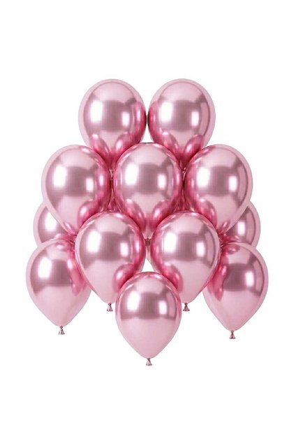 Light Pink Color Latex Chrome Balloon (30 cm) - 12 Pieces