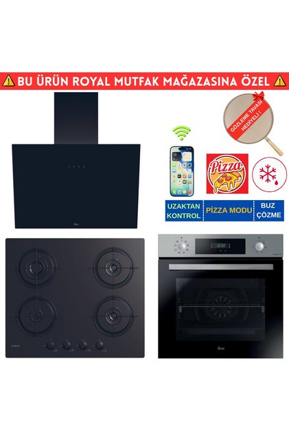 LUBA Telefon Bağlantılı Siyah Turbo Ankastre Set (HO3158IN İnox + Cand-y CVW6BB+ HDG6C1GBTK)