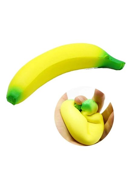 Jucărie Squishy Banană Jumbo, Antistres, cu revenire lentă, fruct de stoarcere