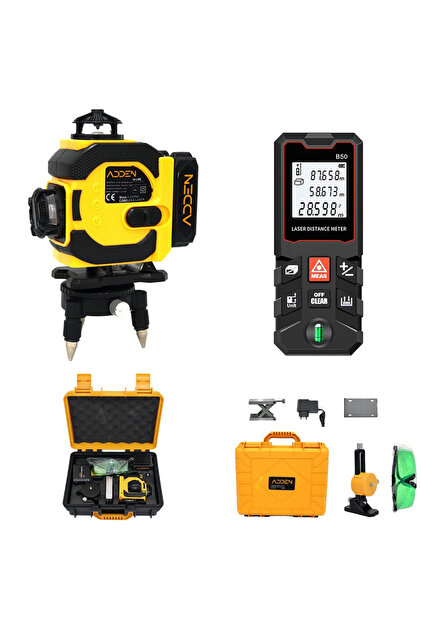 ADDEN 16 Yönlü 360° Yeşil Lazer Terazi Lazer Metreli Çantalı Set 2