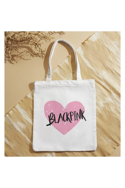Blackpink Themed Cloth Bag - Black Pink Printed Fabric Shoulder Bag - Multi-Purpose Daily Use Bag