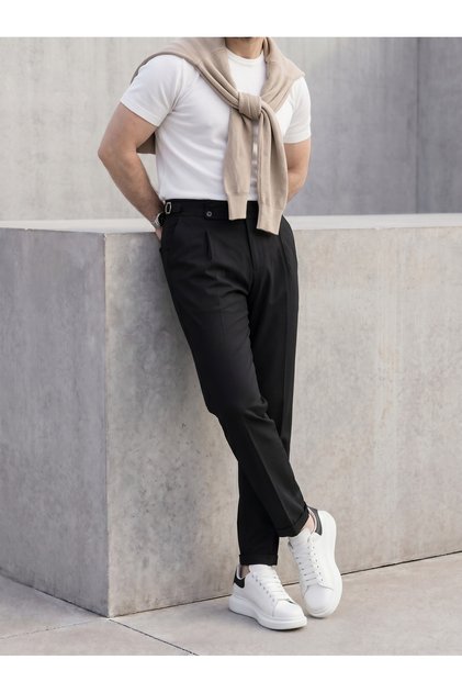 New Season Pleated Old Money Fabric Trousers
