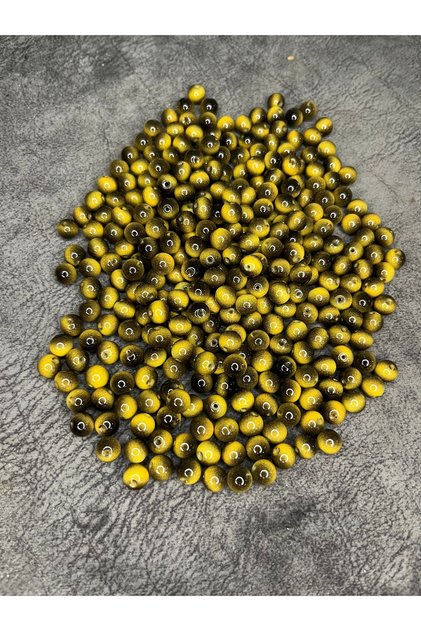 10 Gram 15 Adet Kahverengi Kaplan Gözü Benzetme Cam Boncuk 8mm Takı Boncuğu
