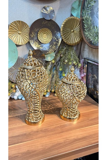 2Li Pirinç Döküm Gold Küp Dekoratif Obje ve Biblo & Dekorasyon Aksesuar
