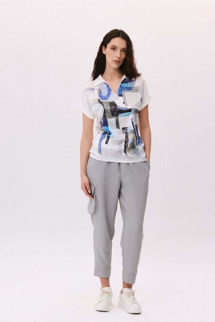 Cargo pocket snap detailed linen trousers