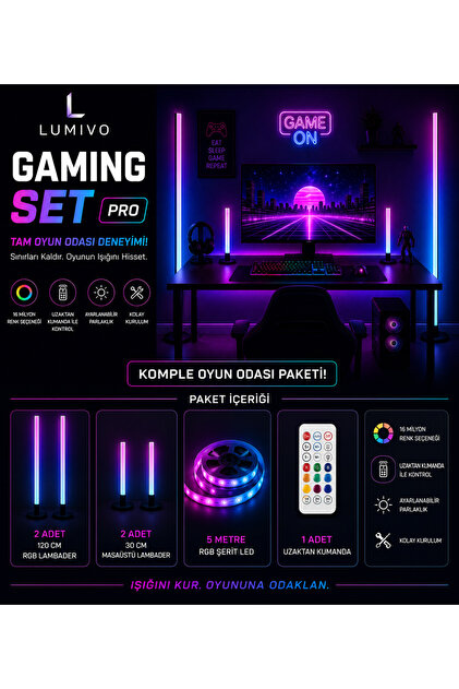 Lumivo RGB Gaming Set Pro | Komple Oyun Odası Aydınlatma Paketi