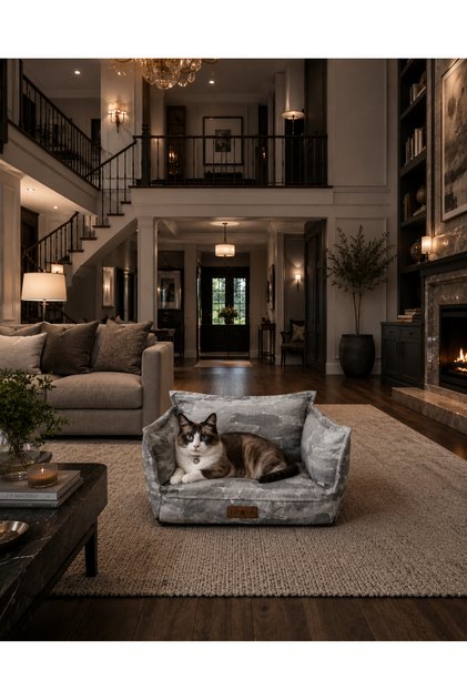 Kedi ve Köpek Koltuğu Tamamen Fermuarlı Çıkarılabilir İç Minder Boncuk Elyaf Kaydırmaz Taban Kedi ve Köpek Yatağı